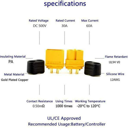 XT60 Male & Female Plugs With Housing image 1