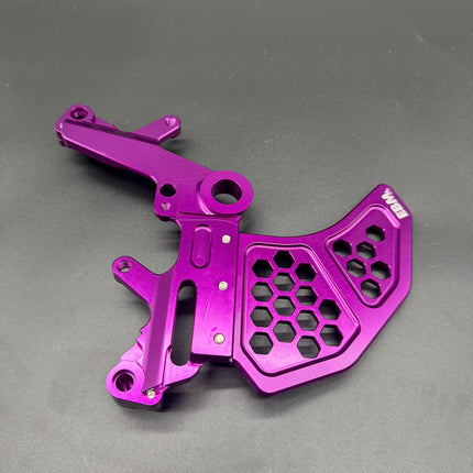 Surron Ultra Bee Footbrake Setup Purple With Dual Calliper Disc Guard