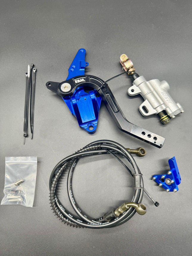 Surron Ultra Bee Footbrake Setup Blue With Dual Calliper Disc Guard