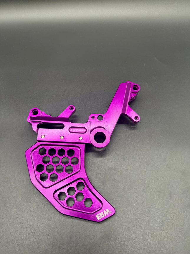 Surron Ultra Bee Footbrake Setup Purple With Dual Calliper Disc Guard