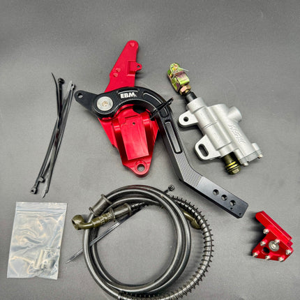 Surron Ultra Bee Footbrake Setup Red With Dual Calliper Disc Guard