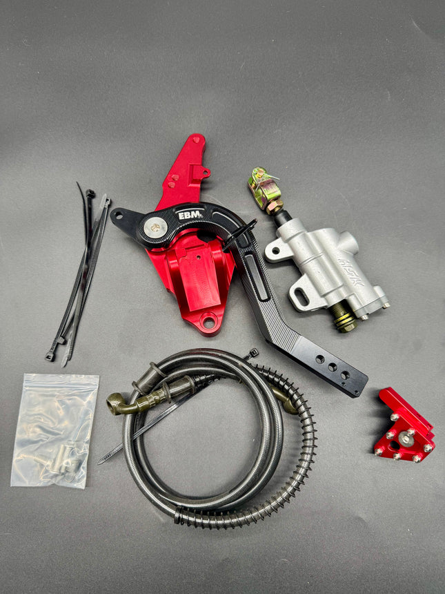 Surron Ultra Bee Footbrake Setup Red With Dual Calliper Disc Guard